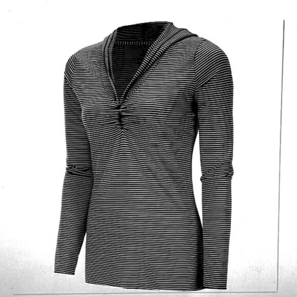 Prana Perry Striped Pullover Hoodie Black and white Size Small - Picture 3 of 9